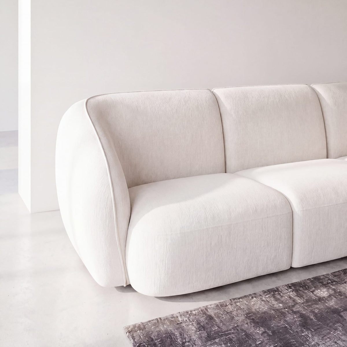 Accoudoir Gauche Modulable en Tissu Effet Lin Beige beige - vue 1