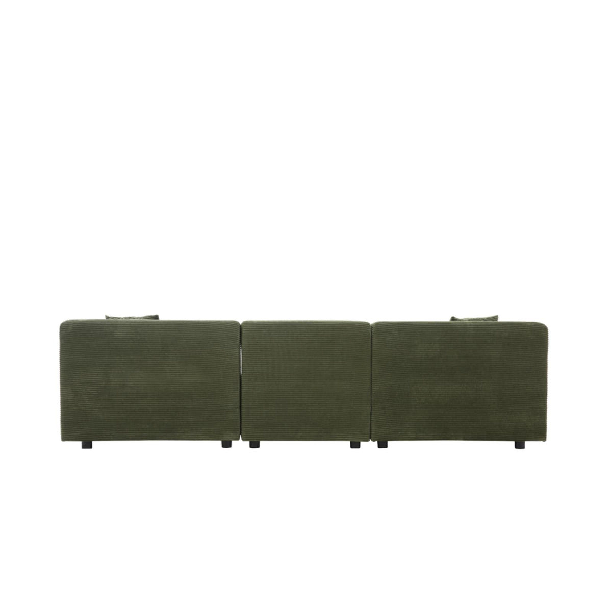 Canapé Modulable 3 Places et Pouf en Velours Côtelé Vert vert - vue 5