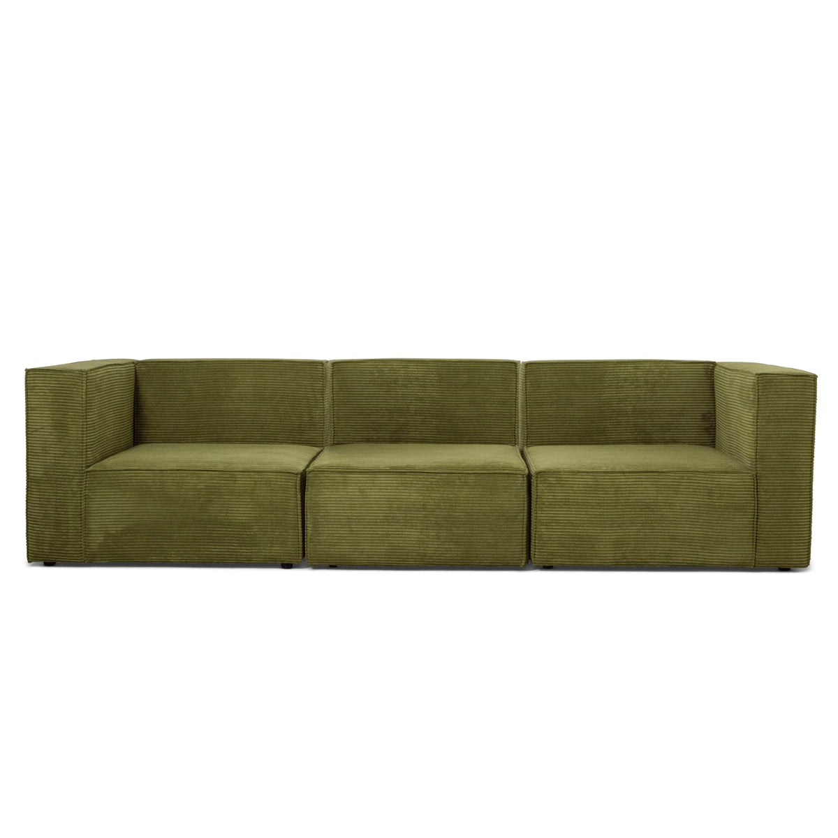 Canapé 3 Places avec Chaiselongue en Velours Côtelé Vert vert - vue 1