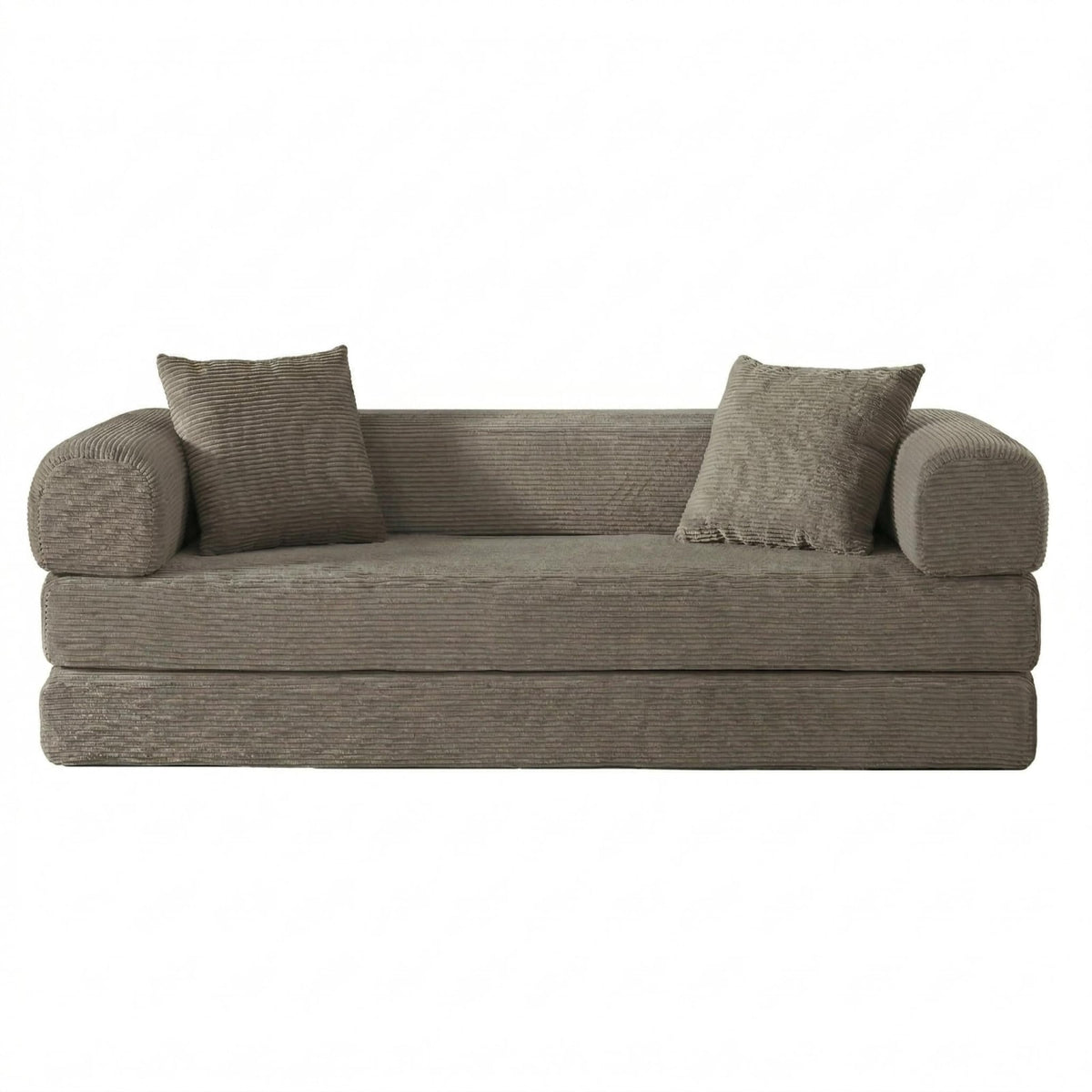 Canapé 3 Places Modulable Convertible en Velours Taupe Taupe - vue 1