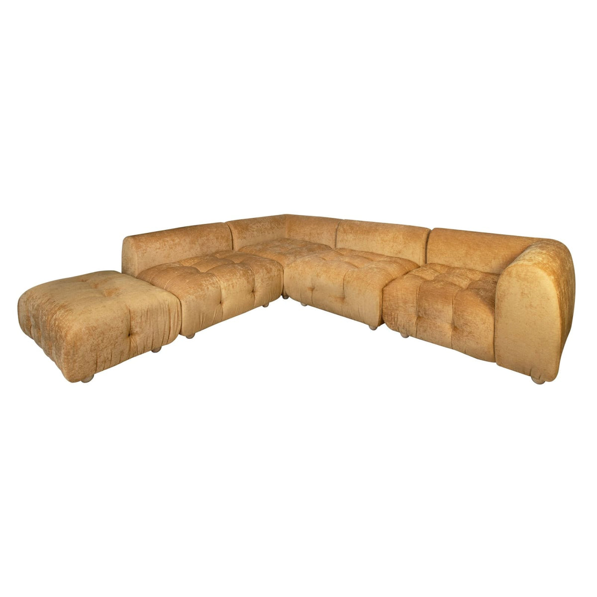 Canapé Modulable 5 Places en Velours Ocre ocre - vue 1