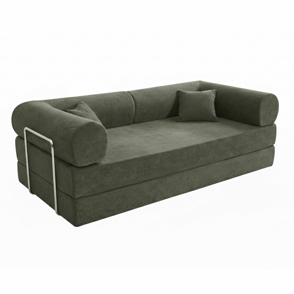 Canapé Convertible Modulable 2 Places en Tissu Vert vert - vue 1
