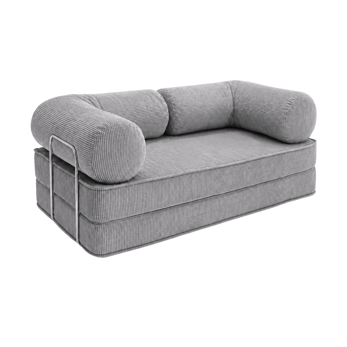 Canapé Modulable Convertible en Velours Côtelé Gris gris - vue 1