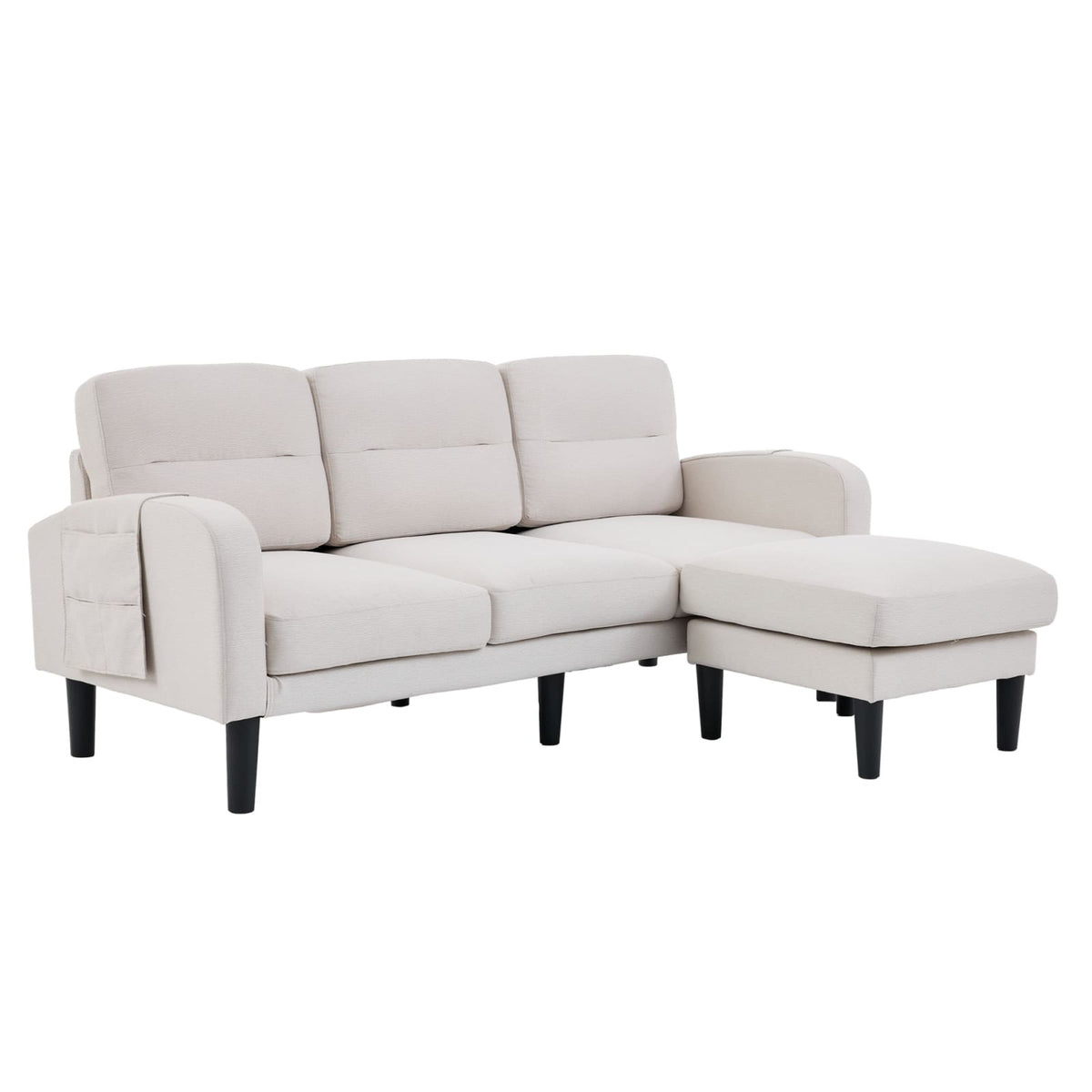 Canapé d'Angle Modulable en Tissu Beige avec Méridienne et Rangement beige - vue 1