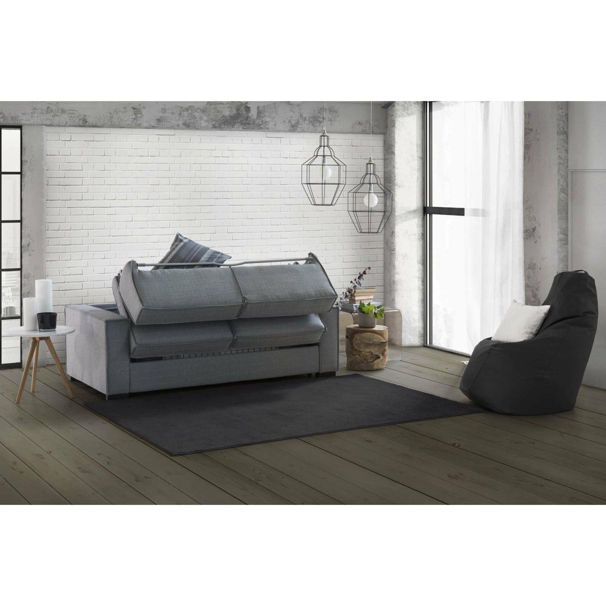 Canapé d'Angle Convertible en Tissu Gris gris - vue 6