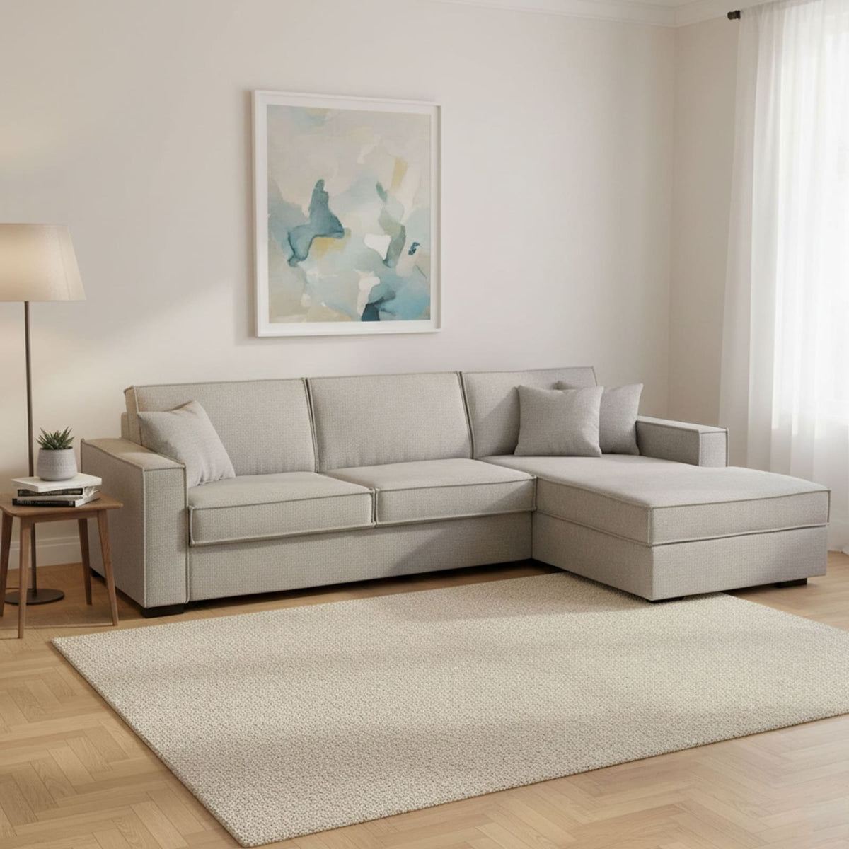Canapé d'Angle Convertible en Tissu Gris gris - vue 2
