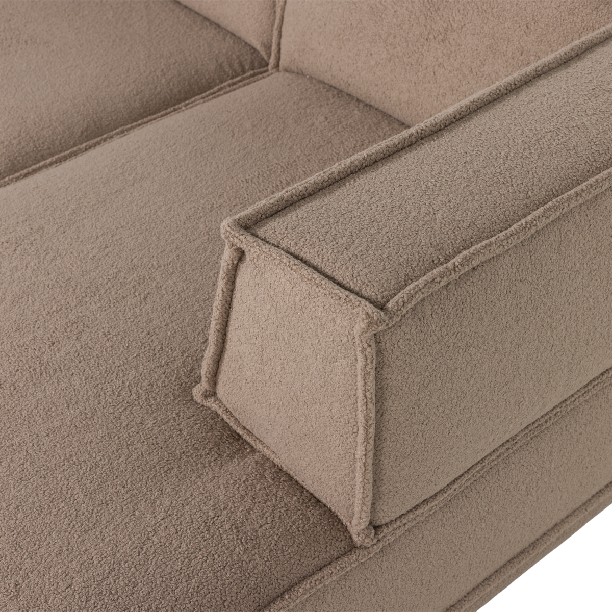 Canapé d'Angle Droit Modulable en Tissu Teddy Taupe taupe - vue 2