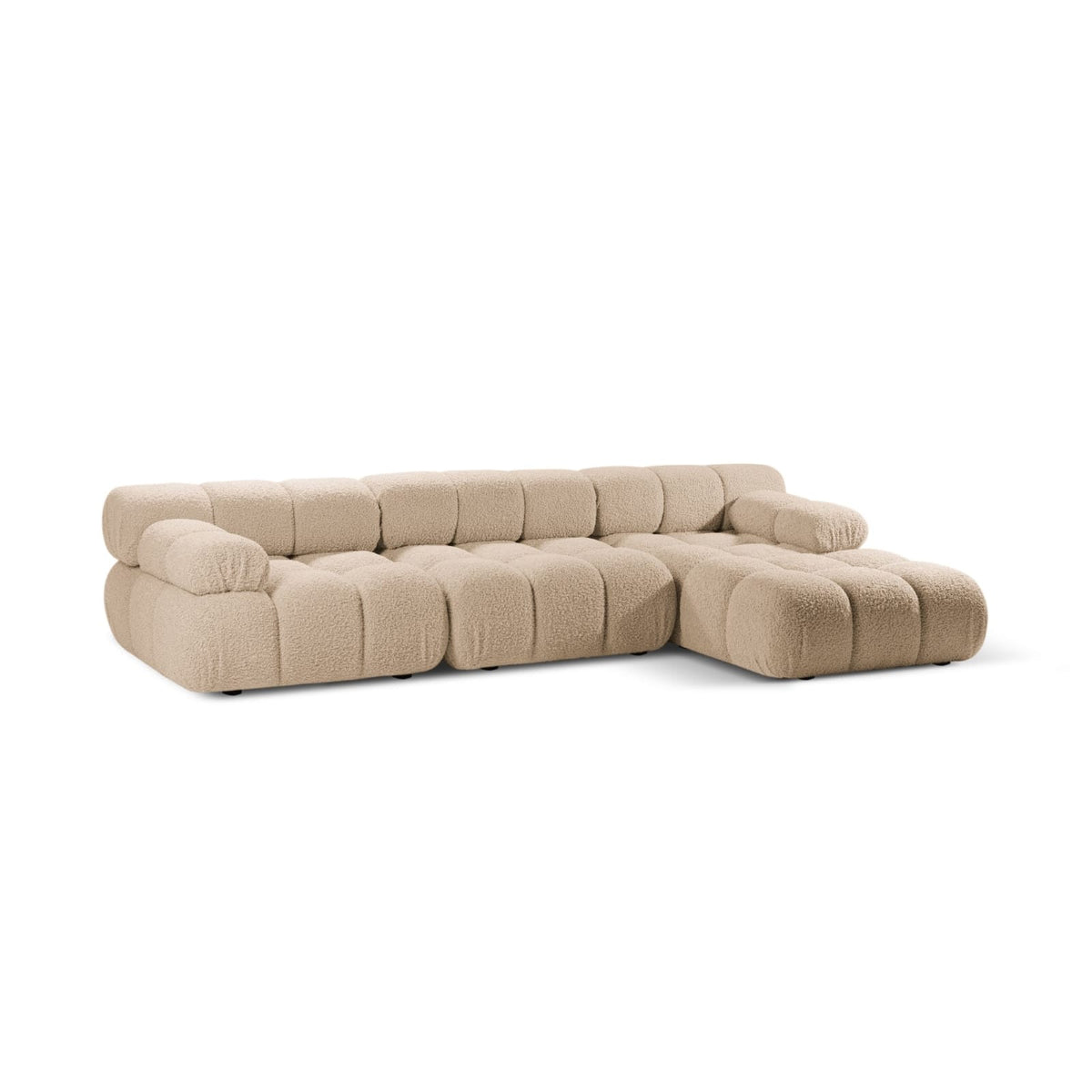 Canapé d'Angle Droit Modulable en Bouclette Sable 4 Places le sable - vue 2