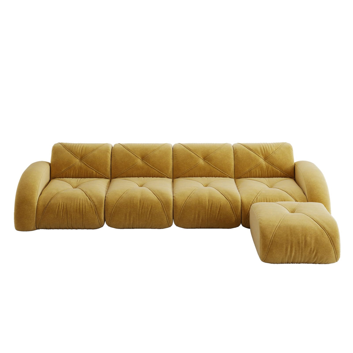 Canapé d'Angle Modulable en Chenille Jaune jaune - vue 1