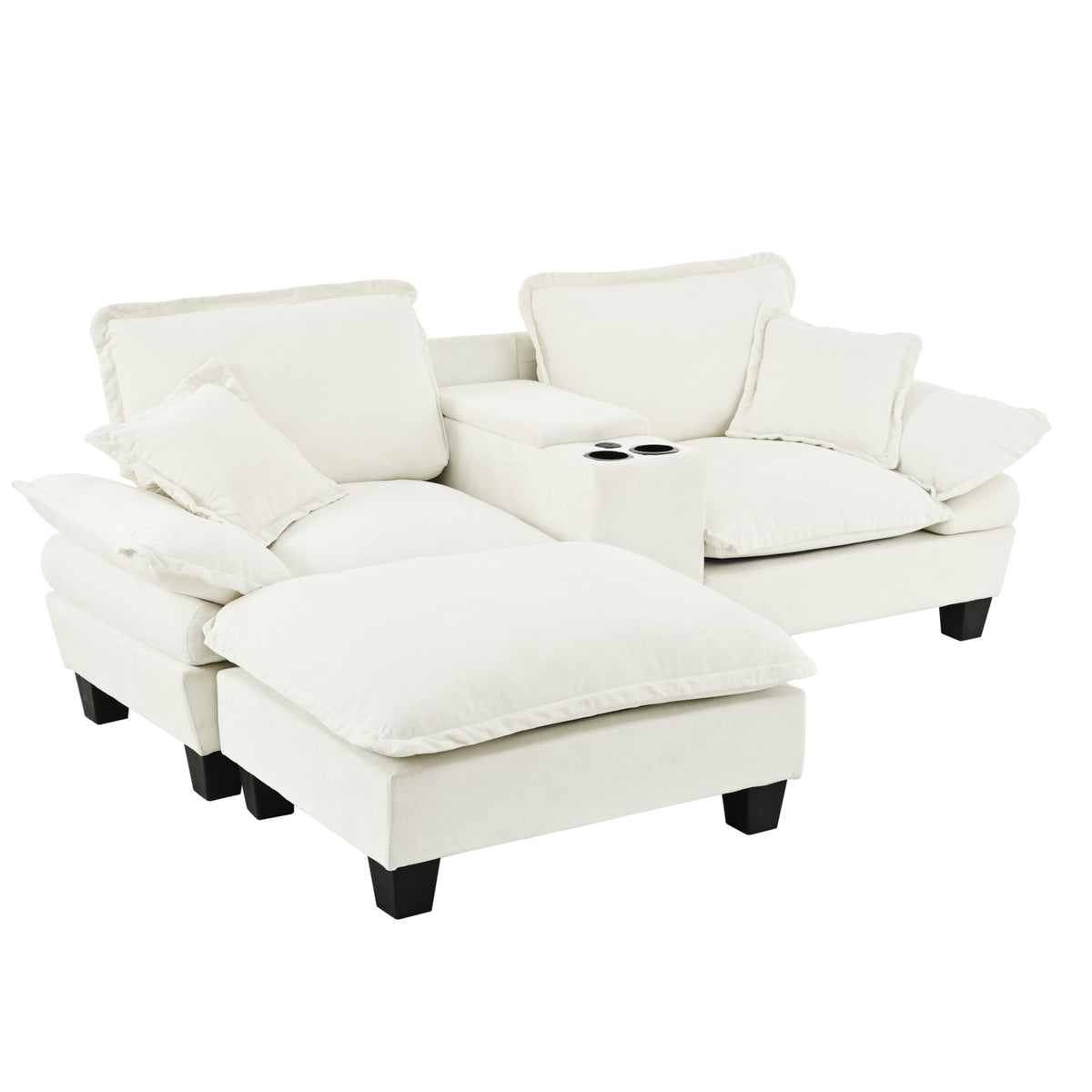 Canapé d'Angle Modulable en Chenille Beige beige - vue 3