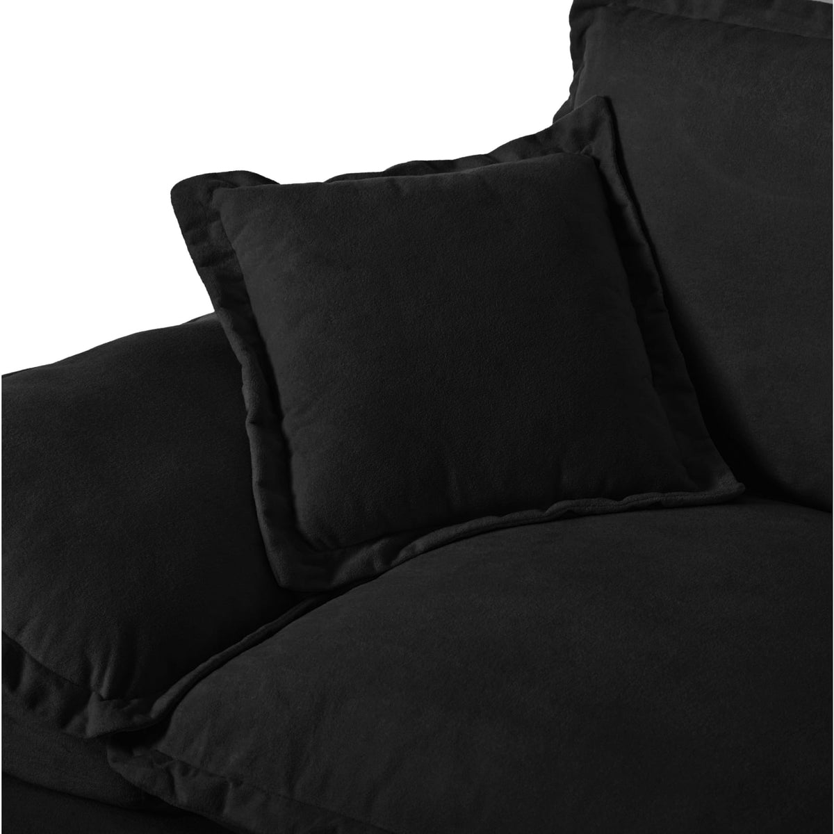 Canapé d'Angle Modulable en Chenille Noire avec 2 Ottomanes noir - vue 4