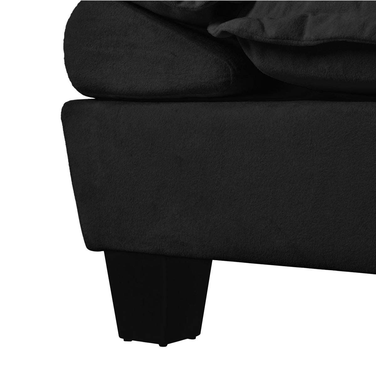 Canapé d'Angle Modulable en Chenille Noire avec 2 Ottomanes noir - vue 5