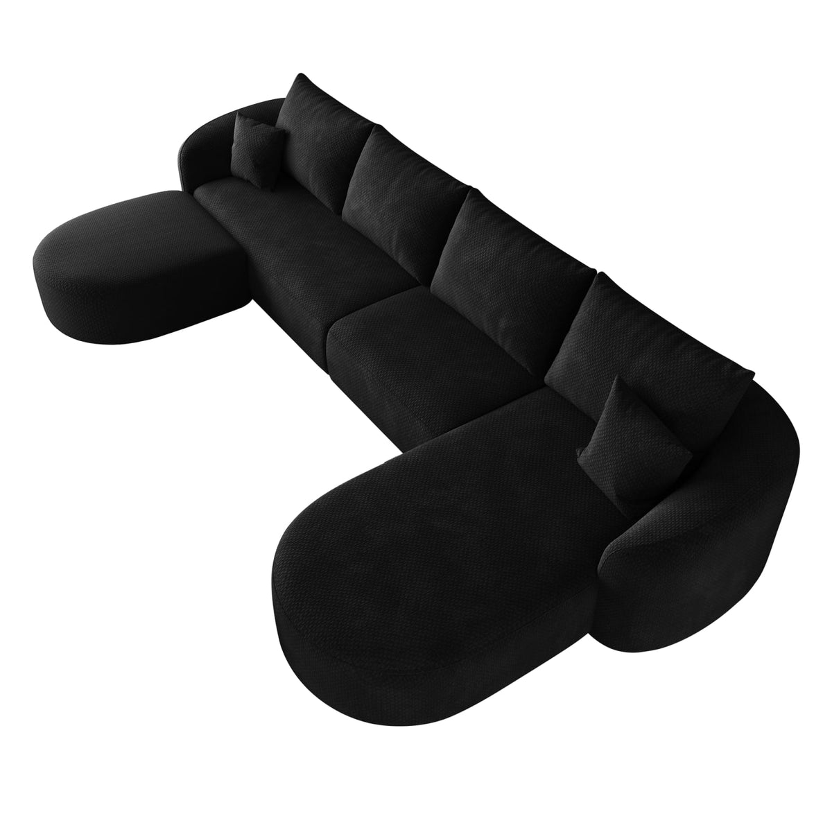 Canapé d'Angle en U Modulable en Tissu Noir noir - vue 1