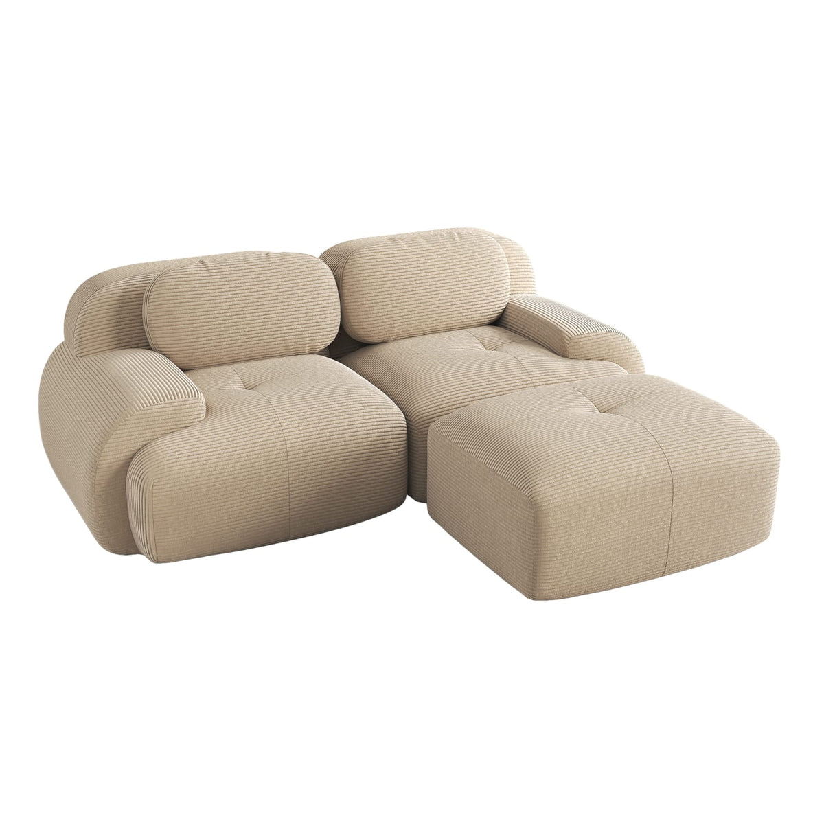 Canapé d'Angle Modulable en Velours Côtelé Beige beige - vue 1
