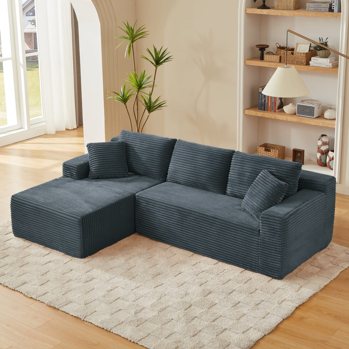 Canapé d'Angle Modulable en Tissu Gris Foncé gris foncé - vue 2