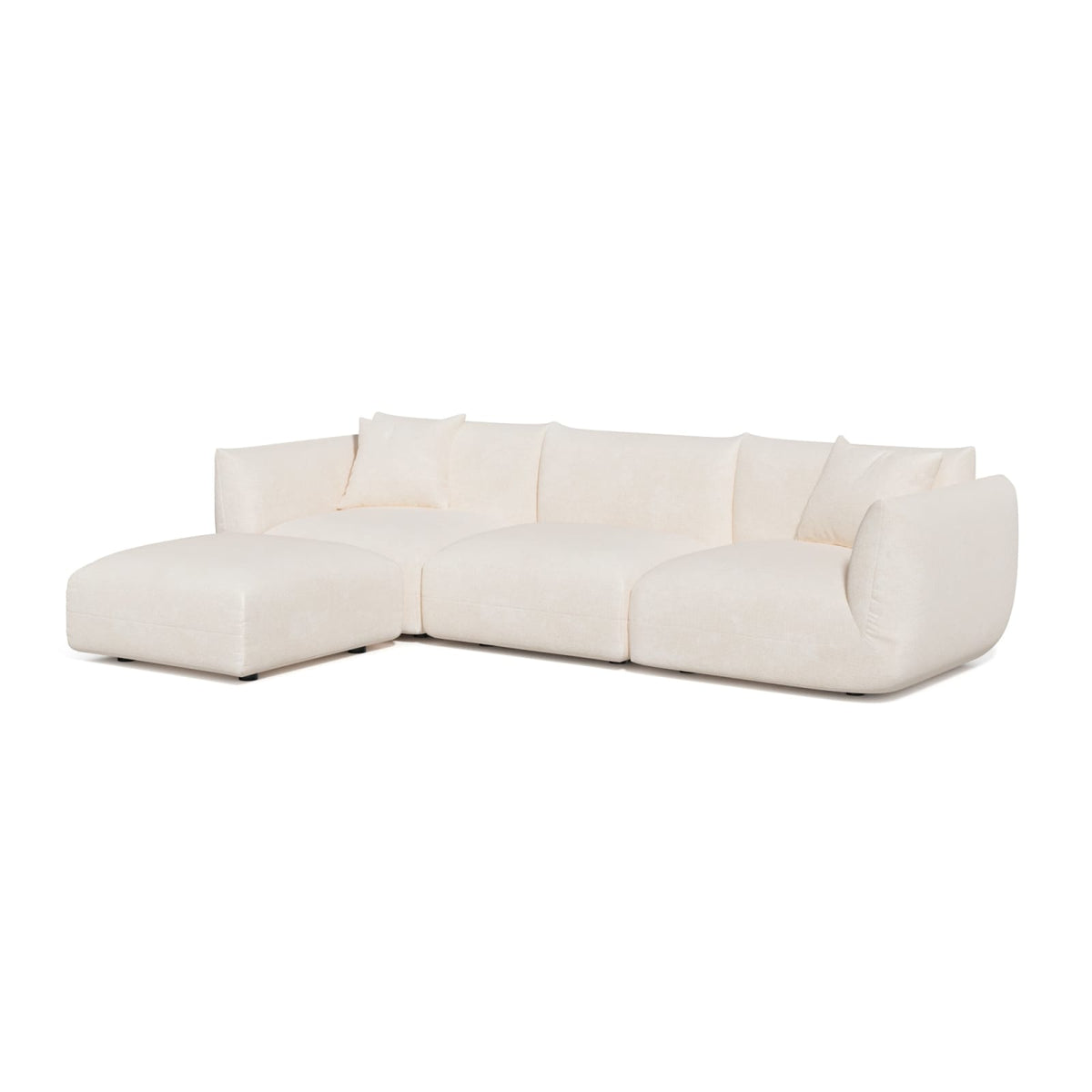 Canapé d'Angle Modulable en Velours Crème crème - vue 2