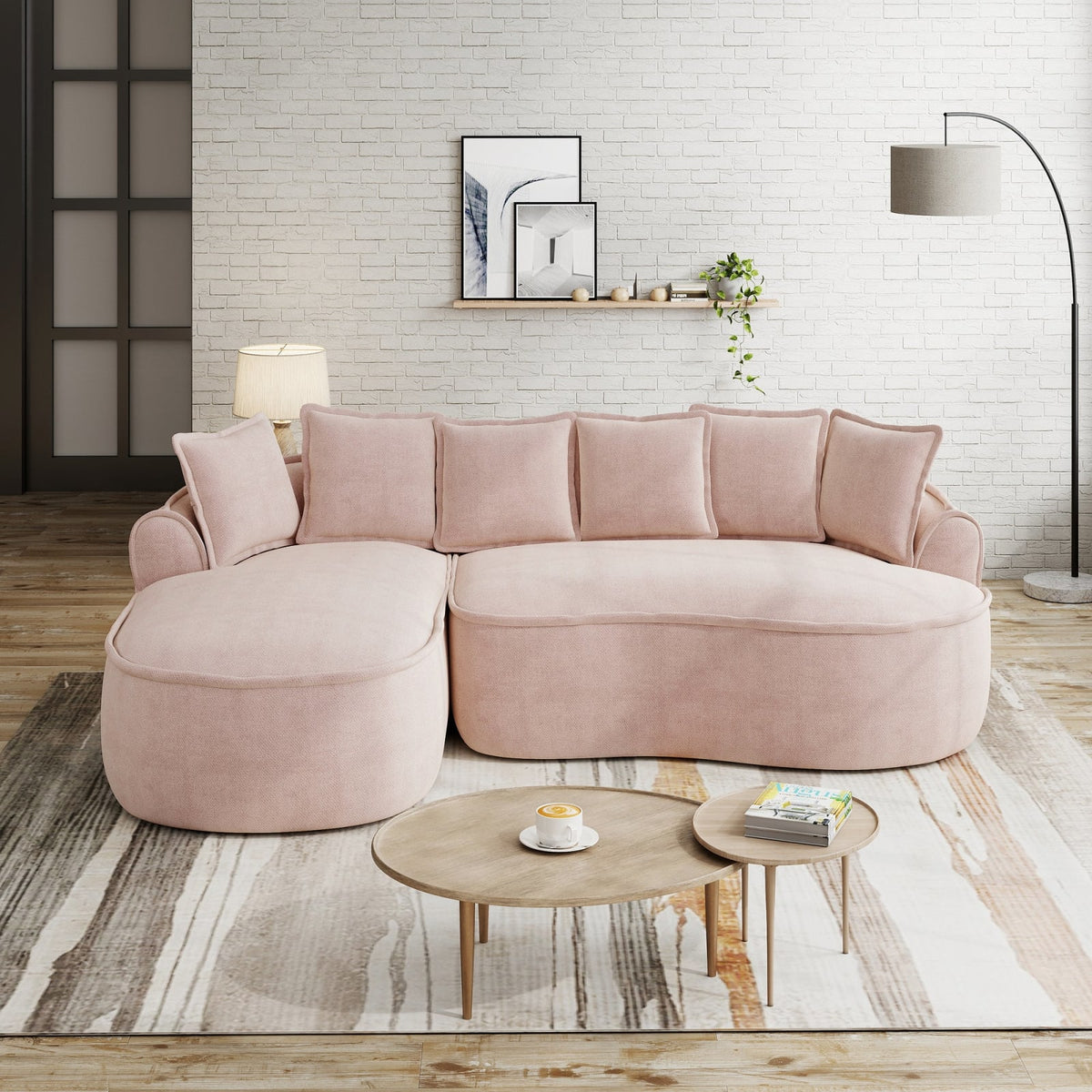 Canapé d'Angle Modulable en Chenille Rose rose - vue 2