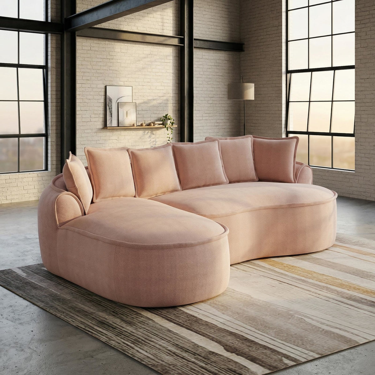 Canapé d'Angle Modulable en Chenille Rose rose - vue 5