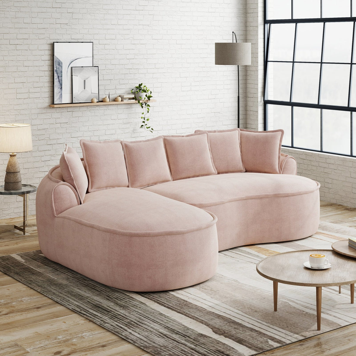Canapé d'Angle Modulable en Chenille Rose rose - vue 3