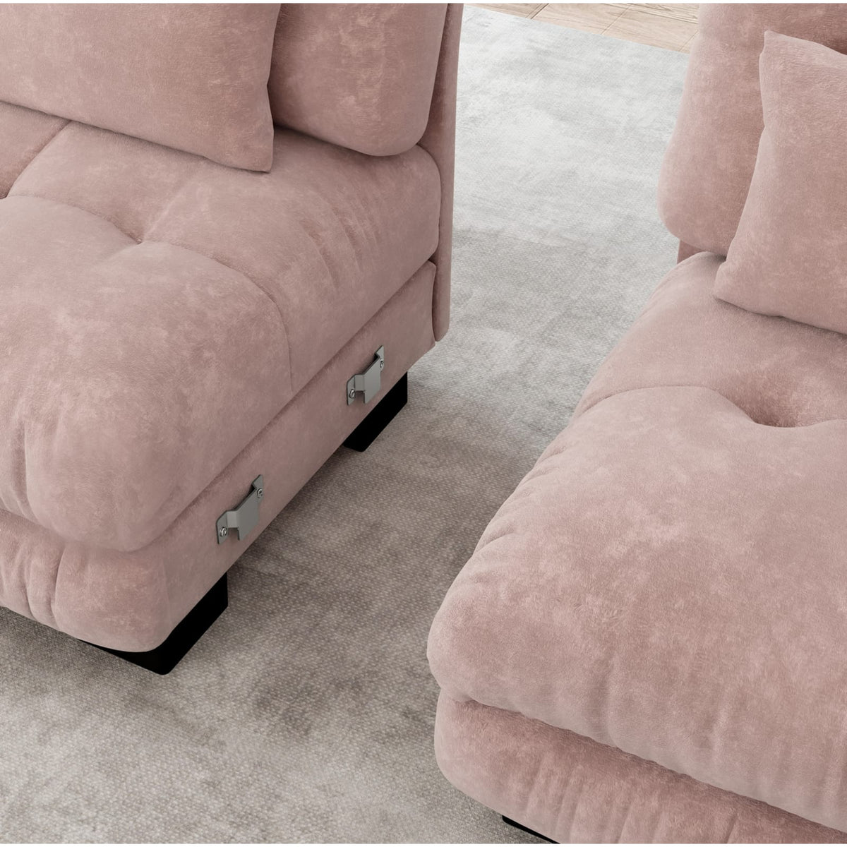 Canapé d'Angle Modulable en Chenille Rose rose - vue 5