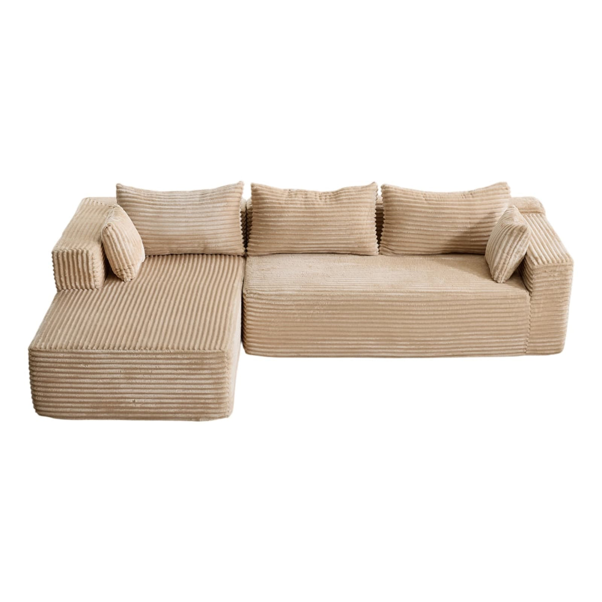 Canapé d'Angle Modulable en Velours Côtelé Beige beige - vue 1