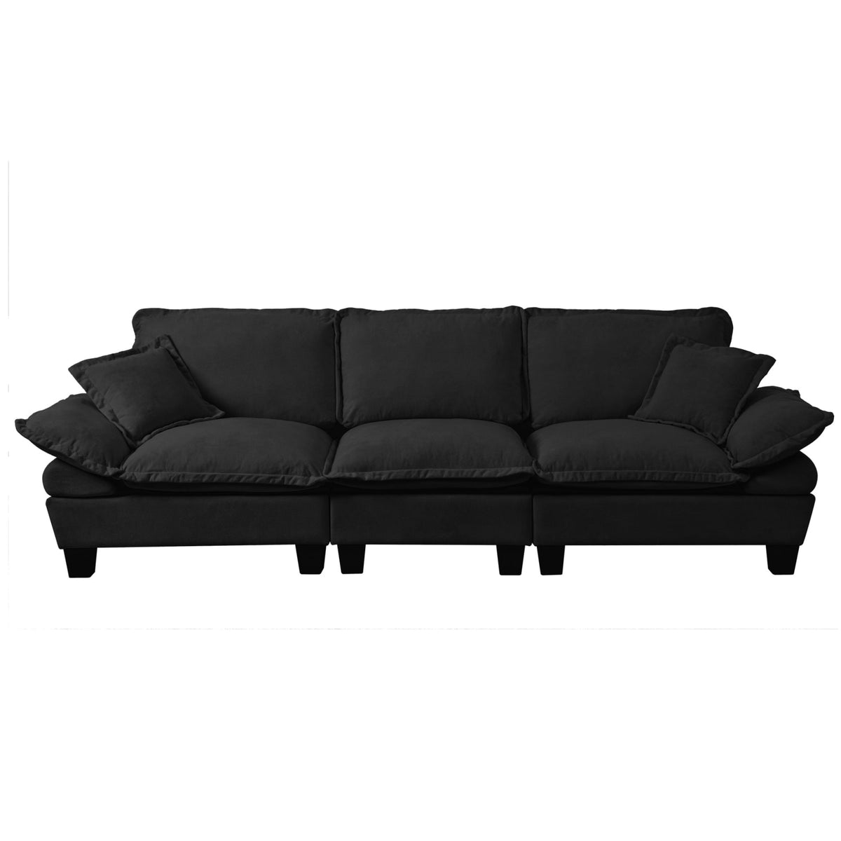 Canapé Modulable en Chenille Noire à Accoudoirs Amovibles noir - vue 1
