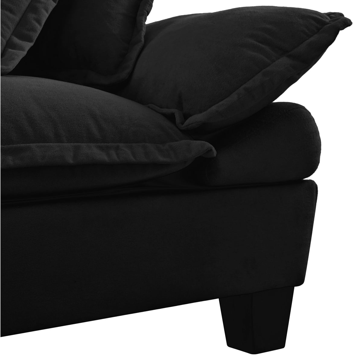 Canapé Modulable en Chenille Noire à Accoudoirs Amovibles noir - vue 4