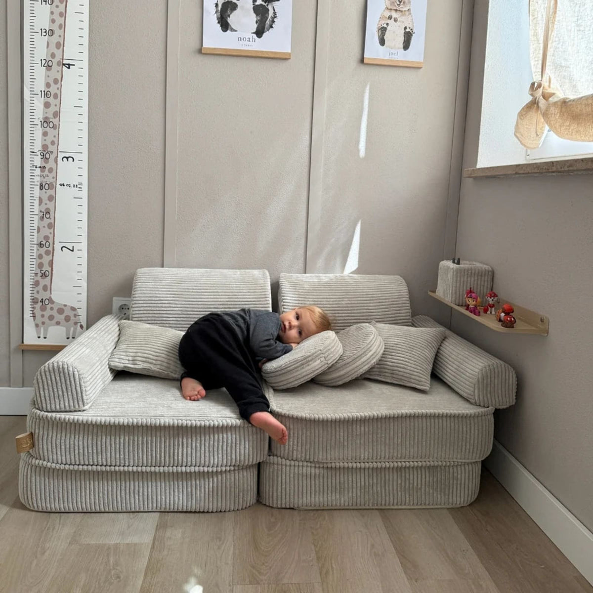 Canapé Enfant Modulable en Velours Côtelé Écru 10 Pièces écru - vue 2