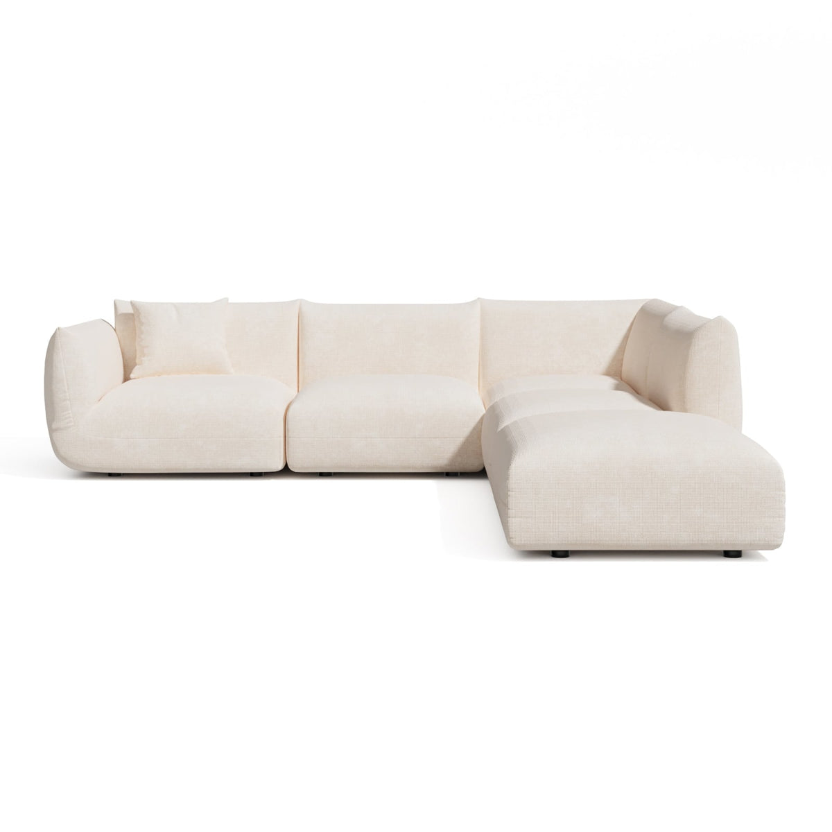 Canapé Grand Angle Droit Modulable en Velours Crème crème - vue 2