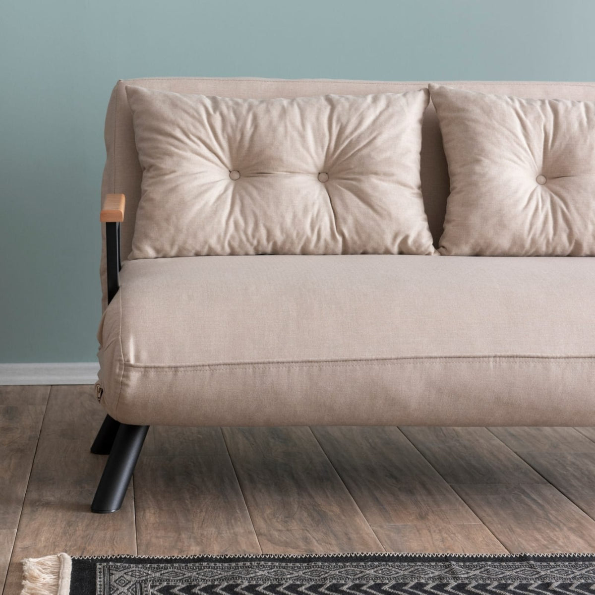 Canapé-Lit 2 Places Convertible en Tissu Beige 133 cm beige - vue 4