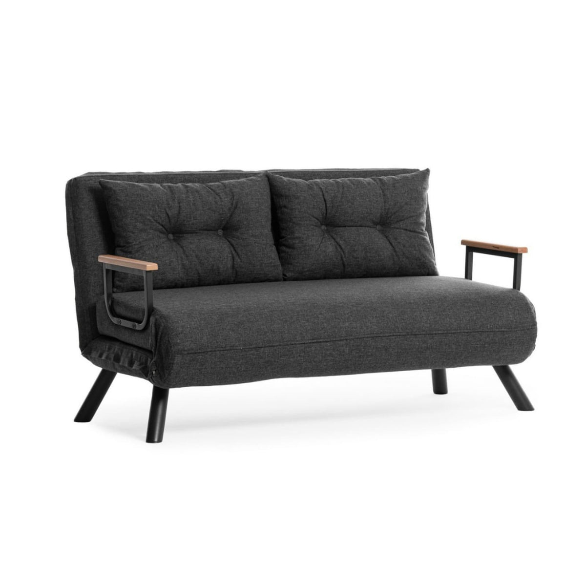 Canapé Lit 2 Places Convertible en Tissu Gris Foncé gris foncé - vue 6