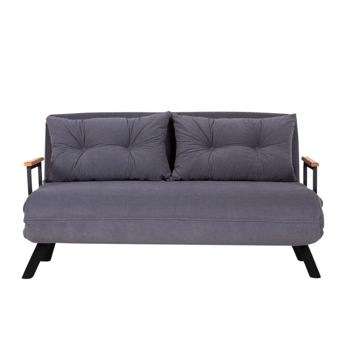Canapé Lit 2 Places Convertible en Tissu Gris gris - vue 1