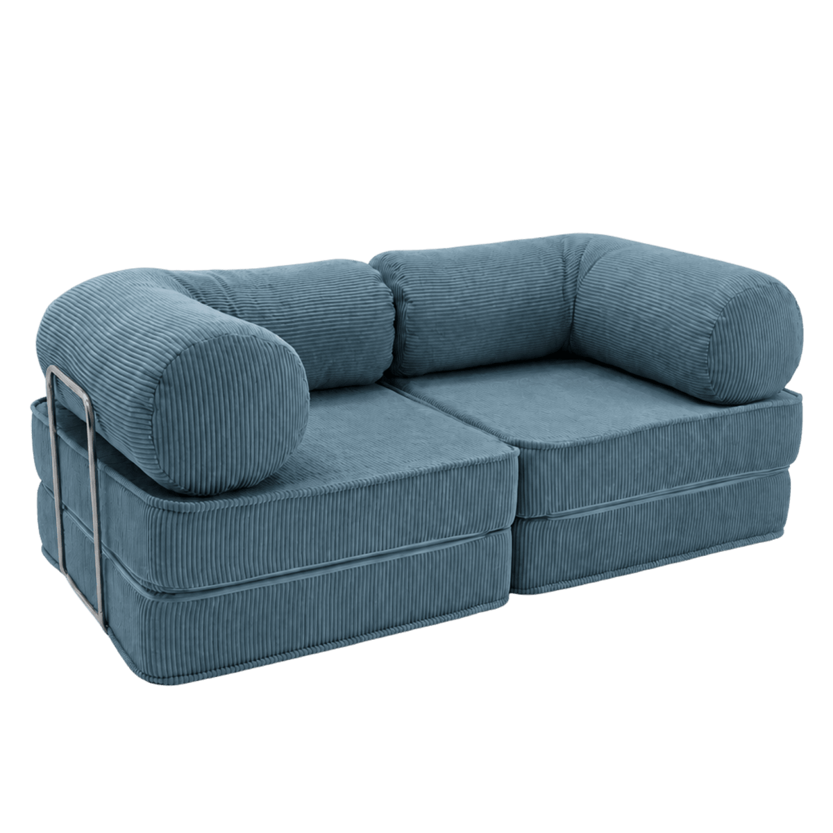 Canapé Lounge Modulable Convertible en Velours Côtelé Turquoise turquoise - vue 1