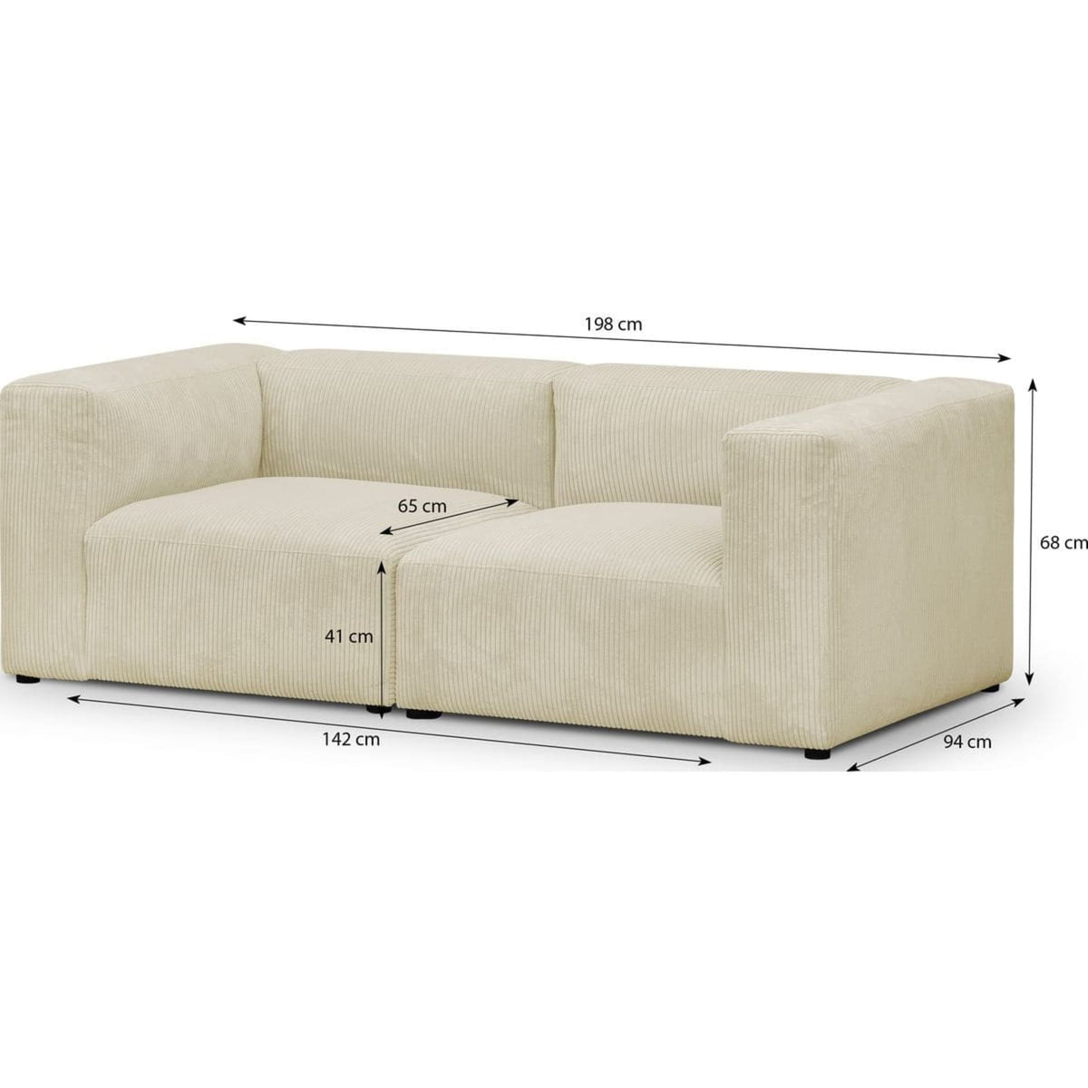 Canapé Modulable 3 Places en Velours Côtelé Beige beige - vue 5