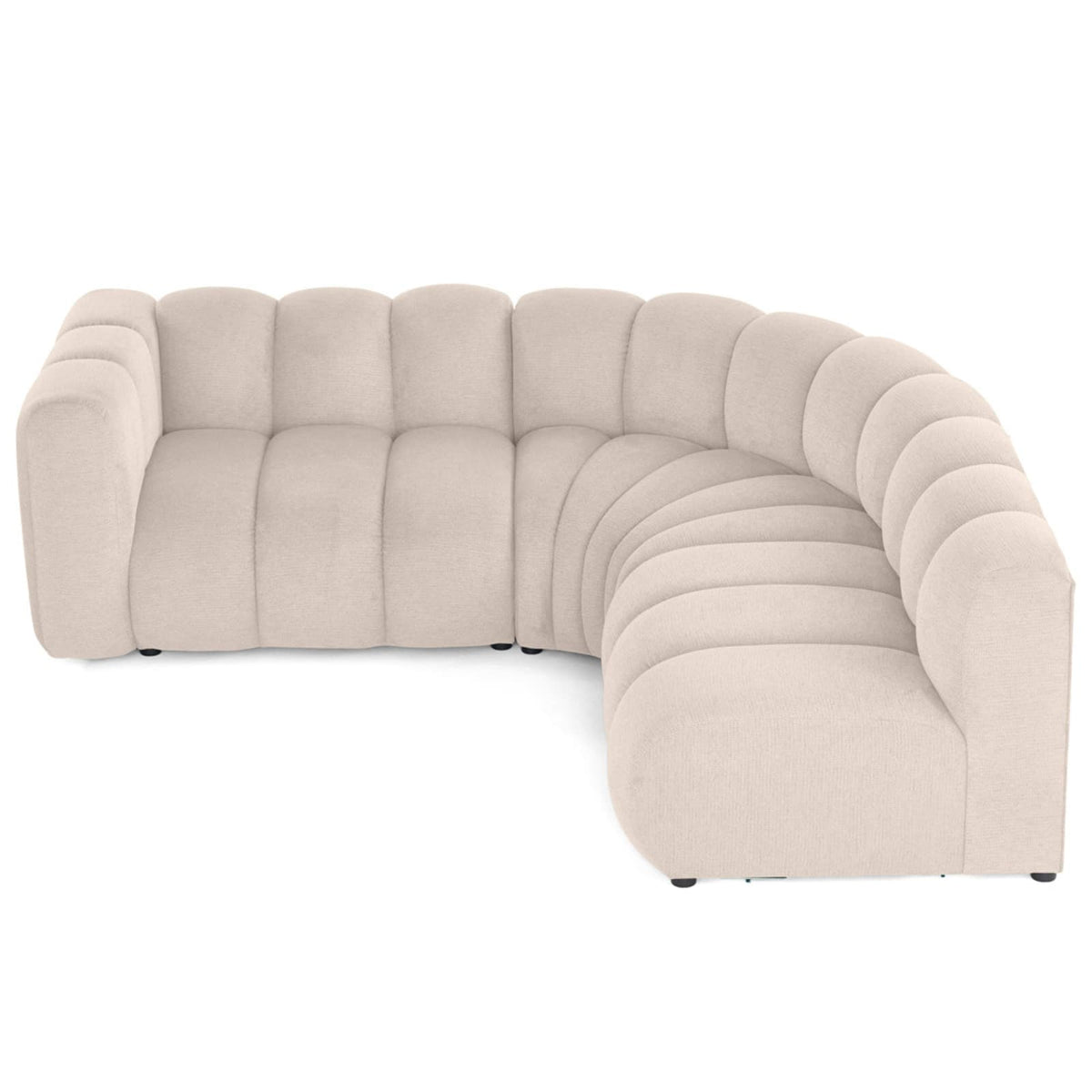 Canapé d'Angle Droit Modulable 4 Places en Tissu Texturé Beige beige - vue 5