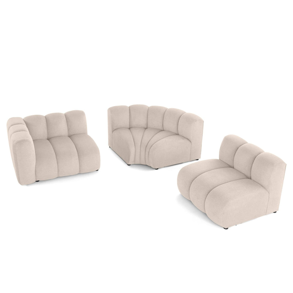 Canapé d'Angle Droit Modulable 4 Places en Tissu Texturé Beige beige - vue 3
