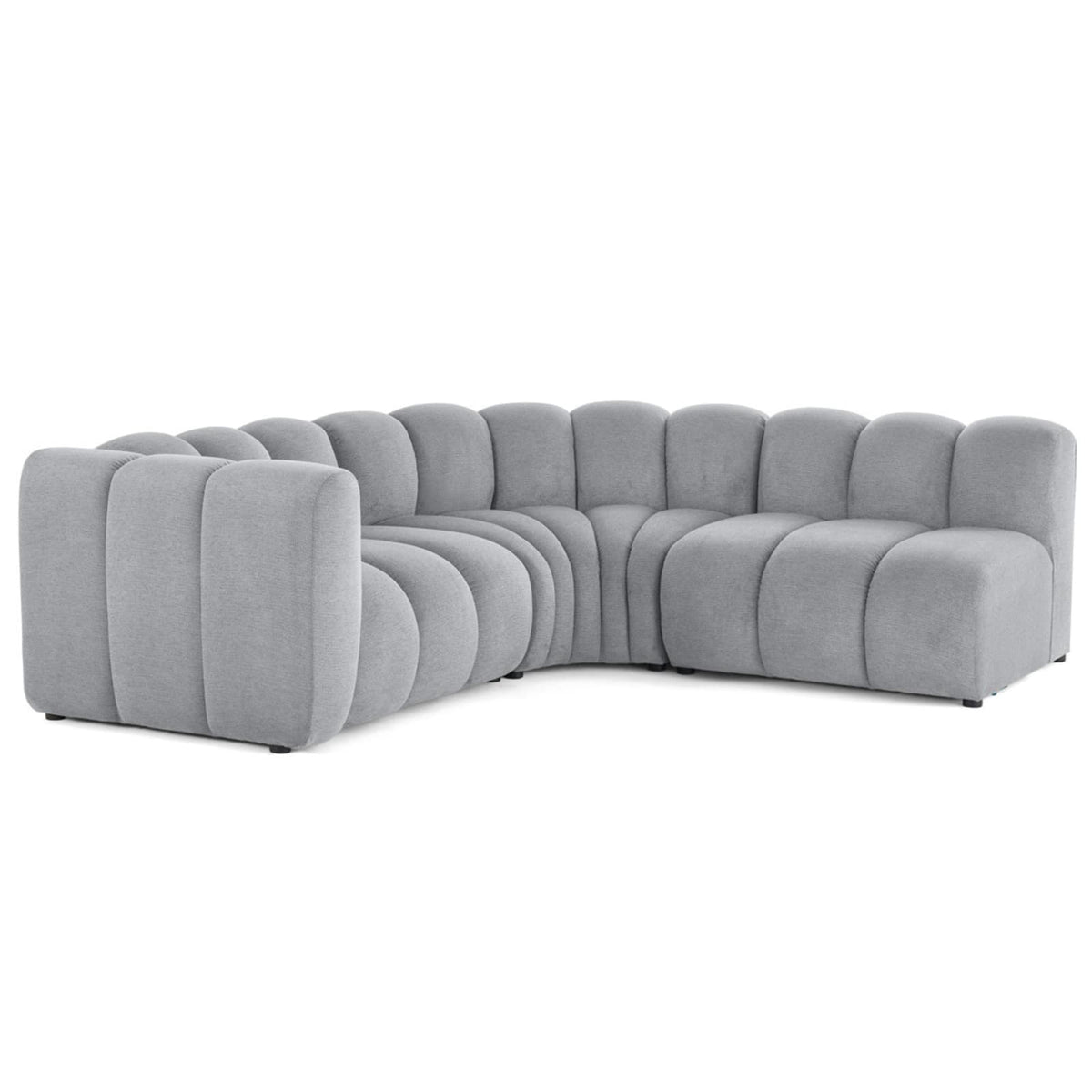 Canapé Modulable 4 Places Angle Droit en Tissu Texturé Gris gris - vue 6
