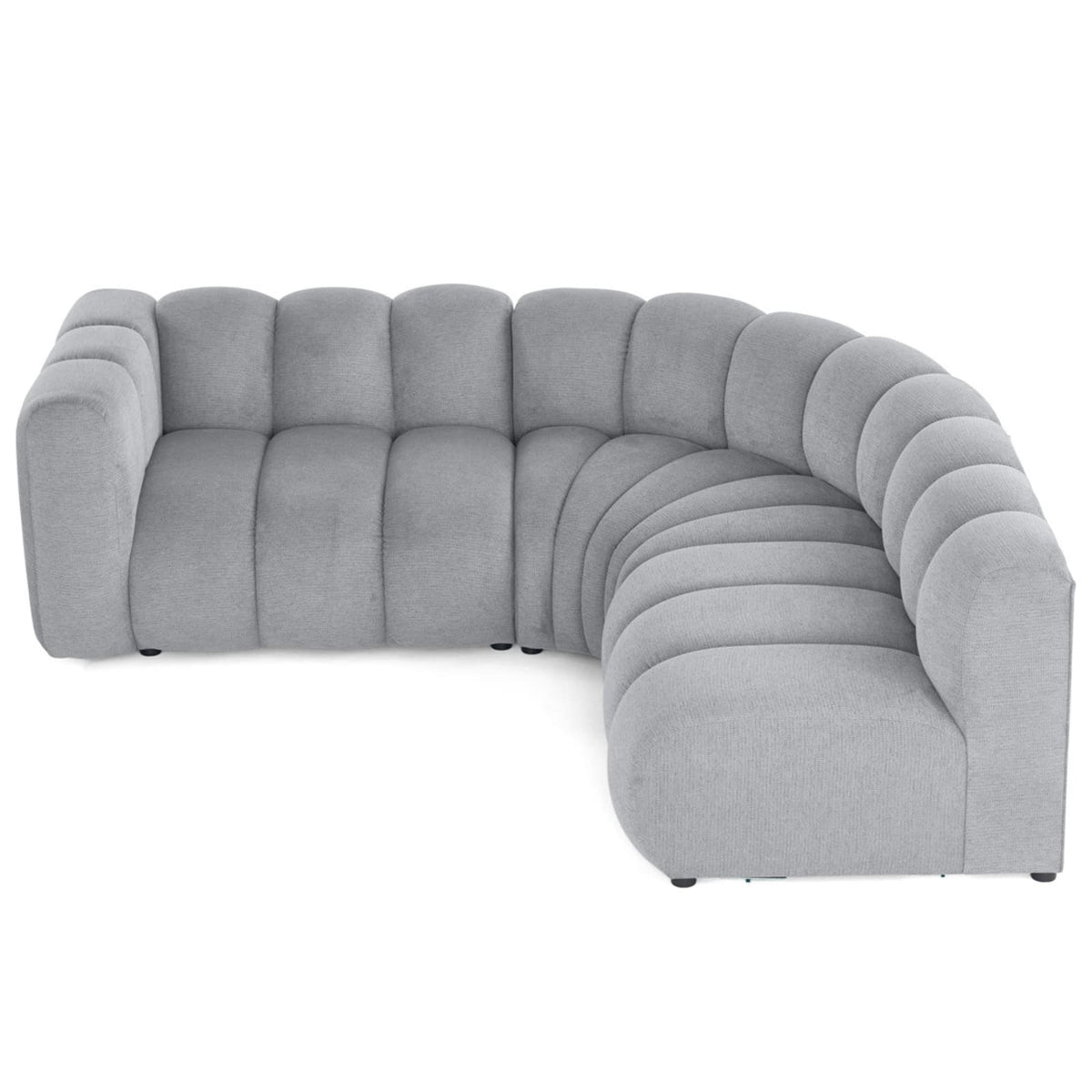 Canapé Modulable 4 Places Angle Droit en Tissu Texturé Gris gris - vue 5