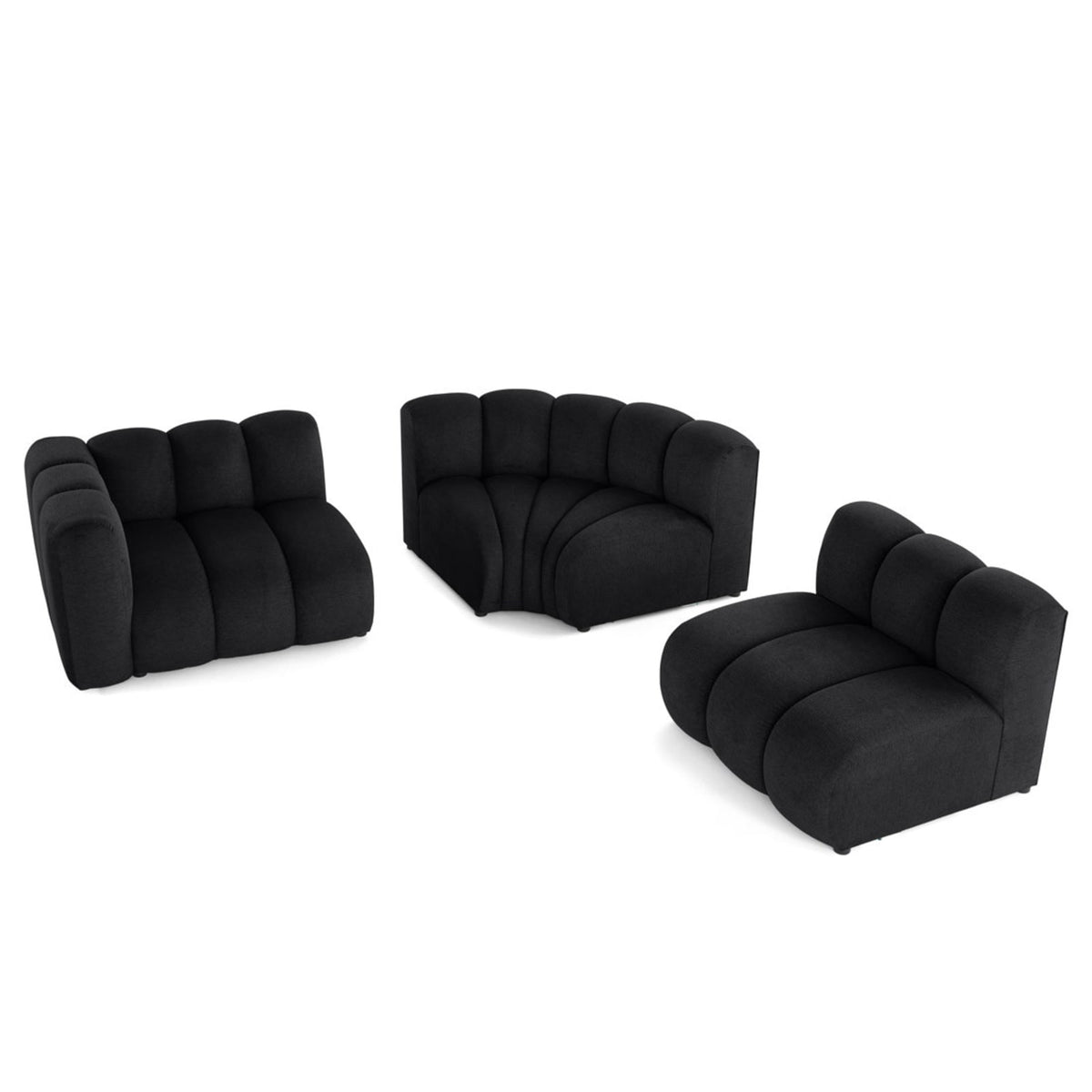 Canapé d'Angle Droit Modulable 4 Places en Tissu Texturé Noir noir - vue 3
