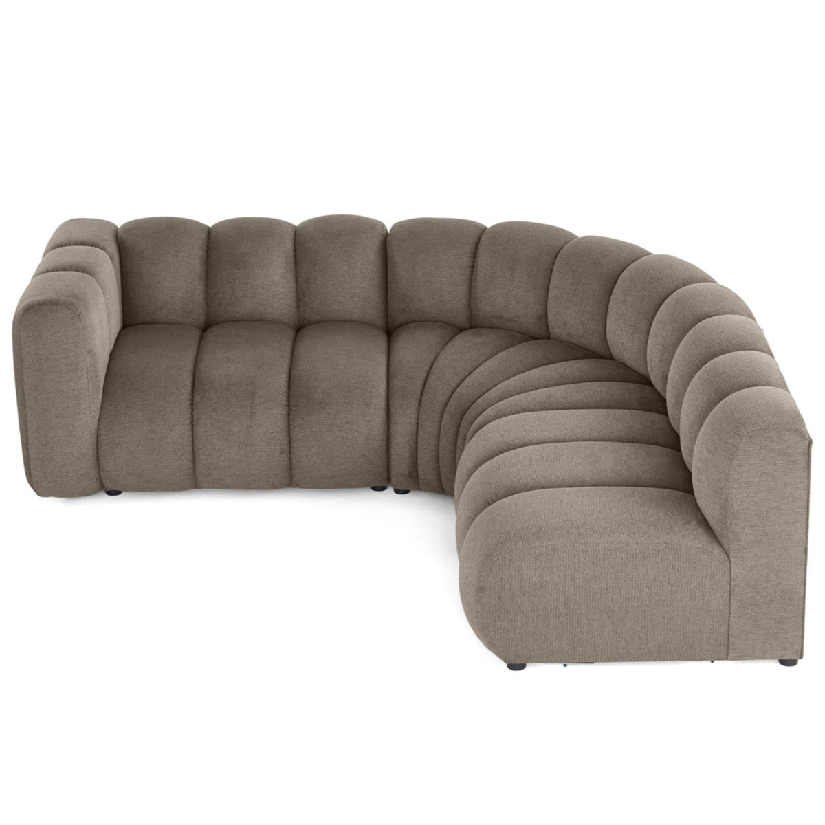 Canapé d'Angle Droit Modulable 4 Places en Tissu Texturé Taupe taupe - vue 5