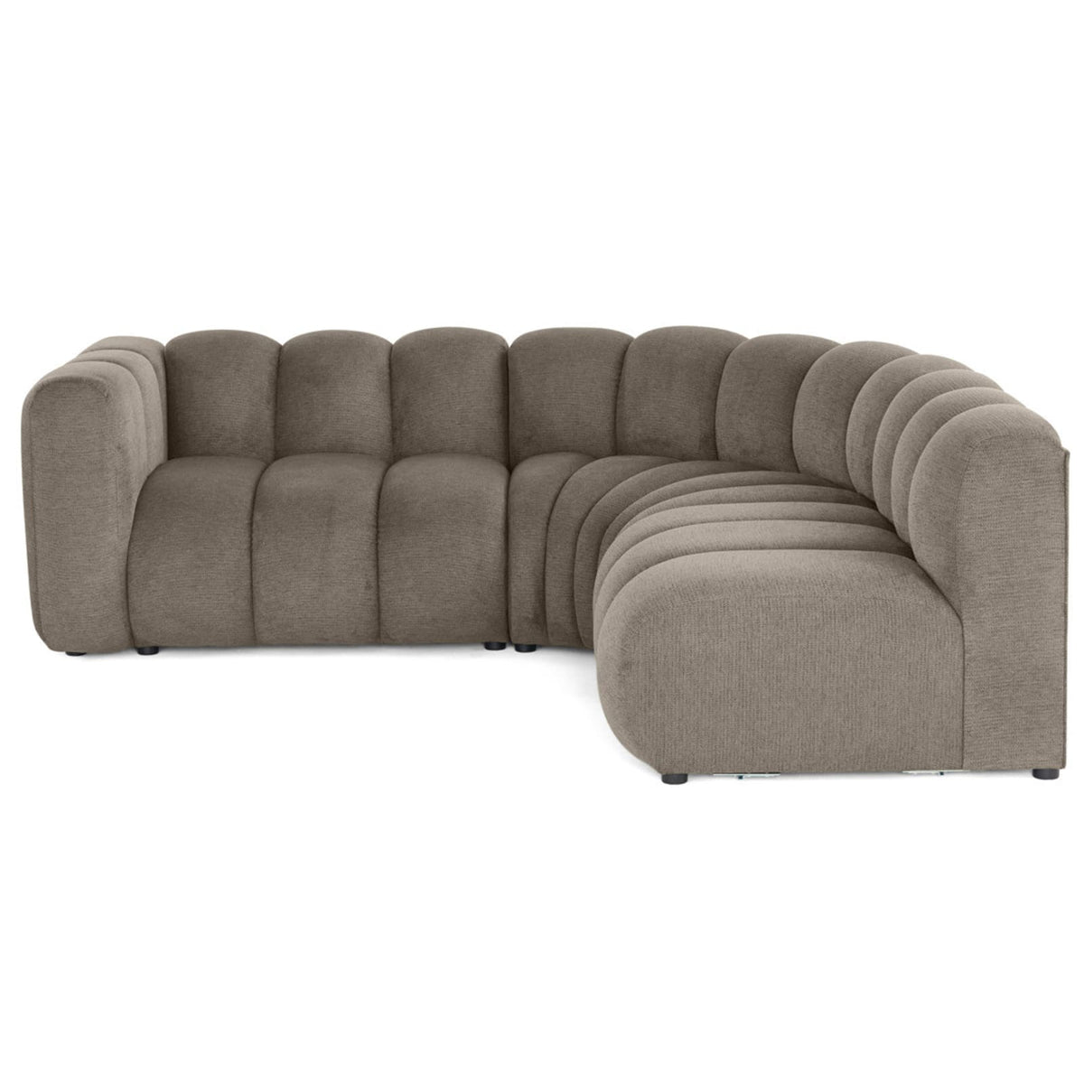 Canapé d'Angle Droit Modulable 4 Places en Tissu Texturé Taupe taupe - vue 1