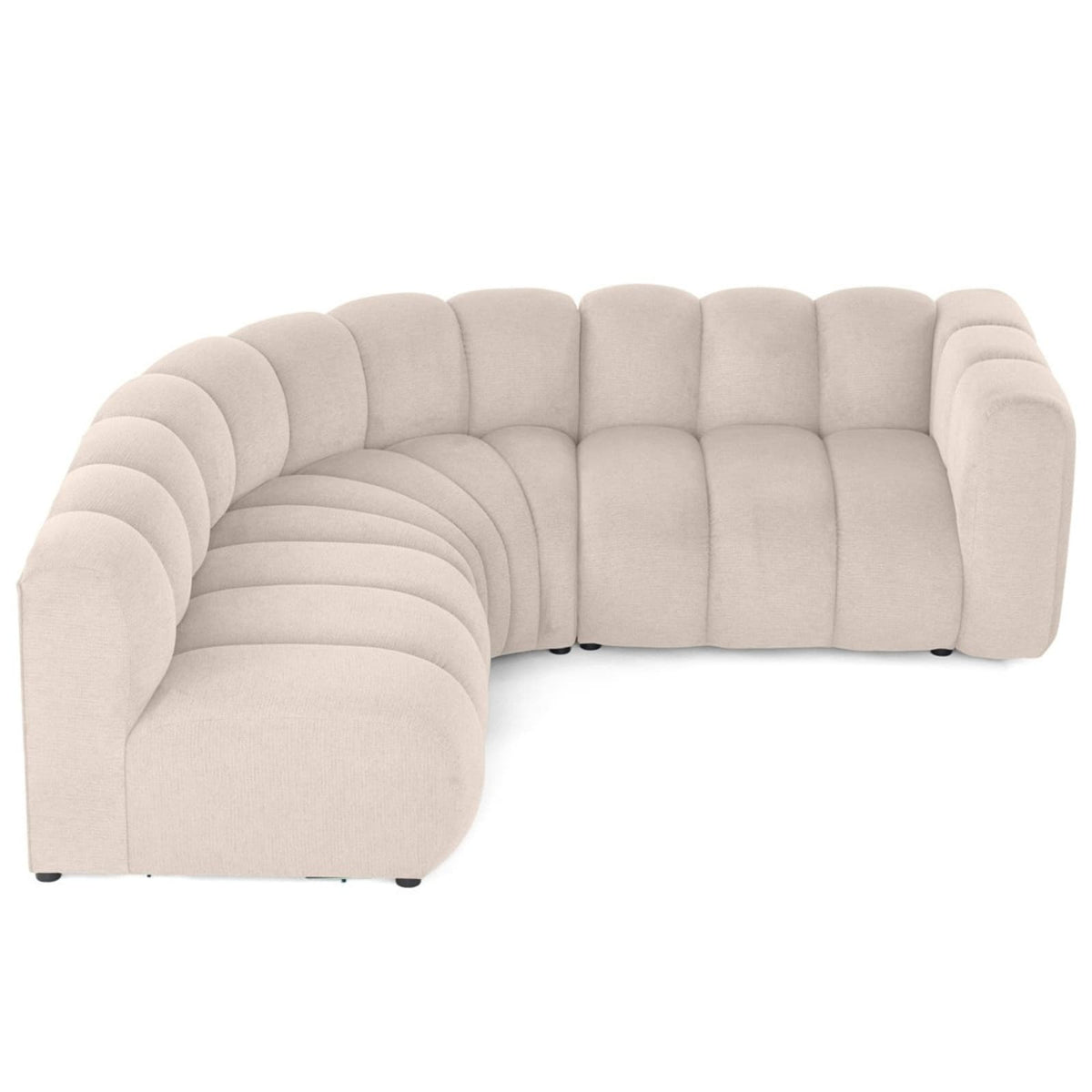 Canapé Modulable 4 Places Angle Gauche en Tissu Texturé Beige beige - vue 6