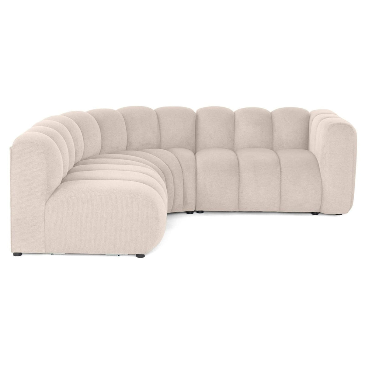 Canapé Modulable 4 Places Angle Gauche en Tissu Texturé Beige beige - vue 1