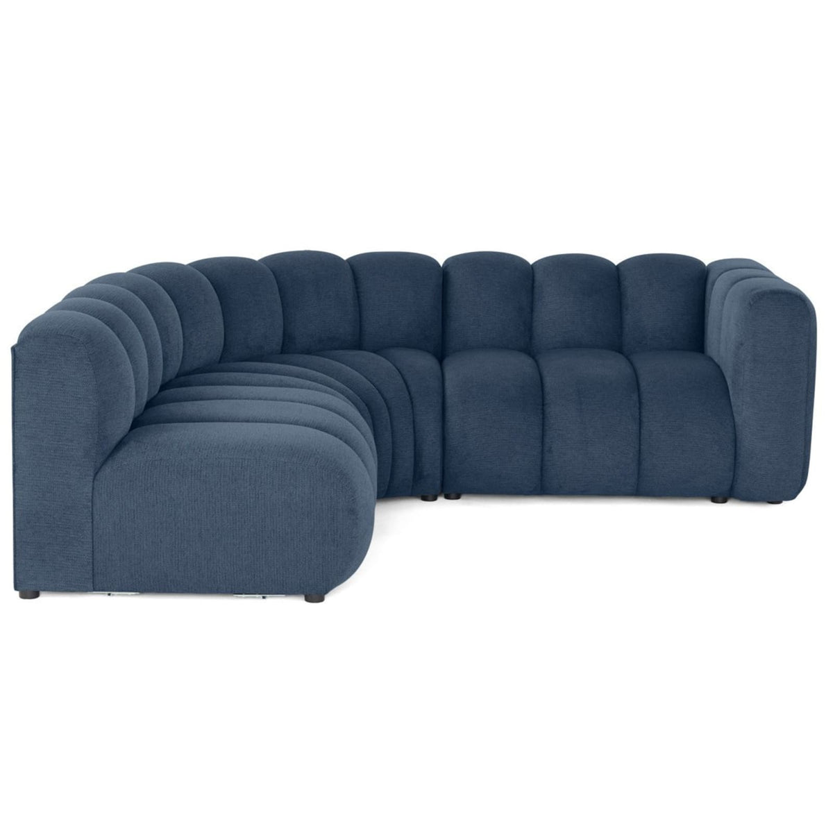 Canapé Modulable 4 Places Angle Gauche en Tissu Texturé Bleu bleu - vue 1