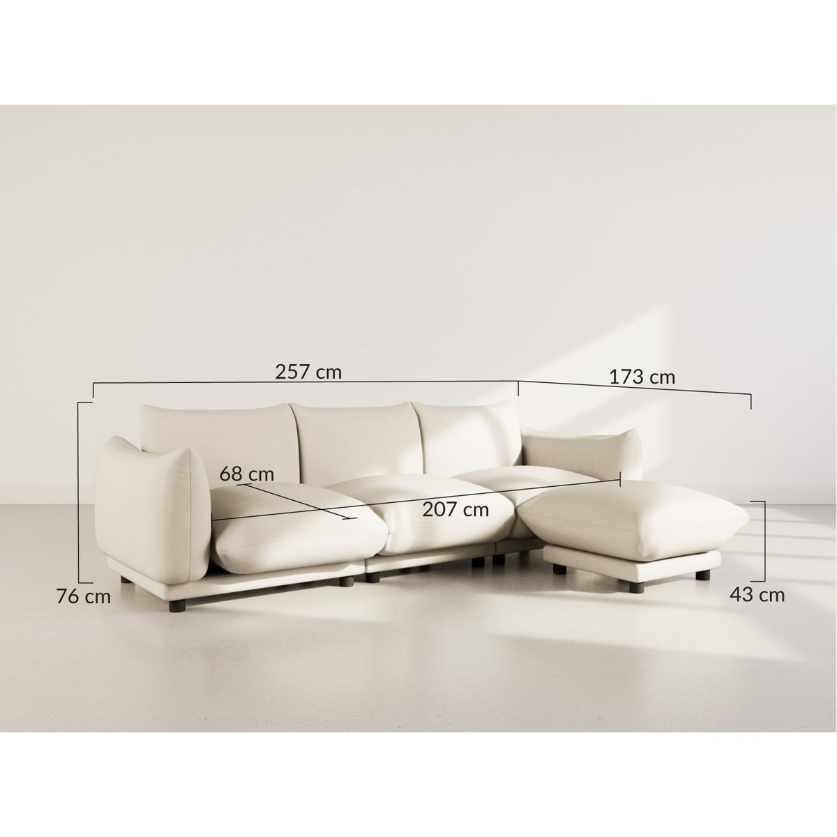 Canapé d'Angle Modulable 4 Places en Velours Texturé Beige beige - vue 4