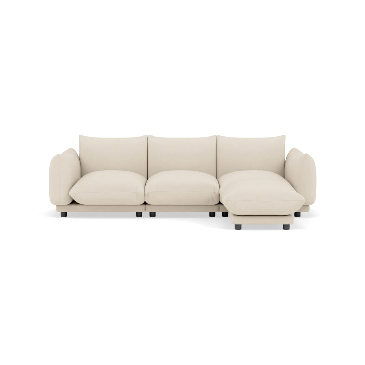 Canapé d'Angle Modulable 4 Places en Velours Texturé Beige beige - vue 1