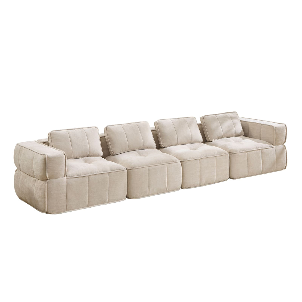 Canapé Modulable 4 Places en Polyester Beige beige - vue 5