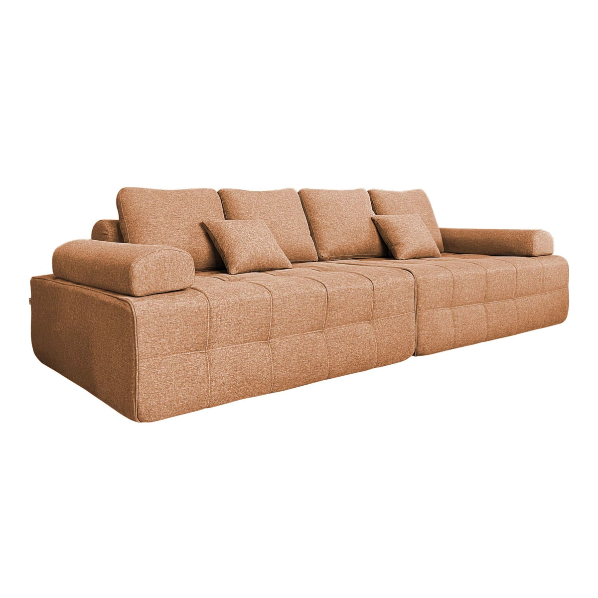 Canapé Modulable 4 Places en Tissu Effet Lin Terracotta terracotta - vue 1