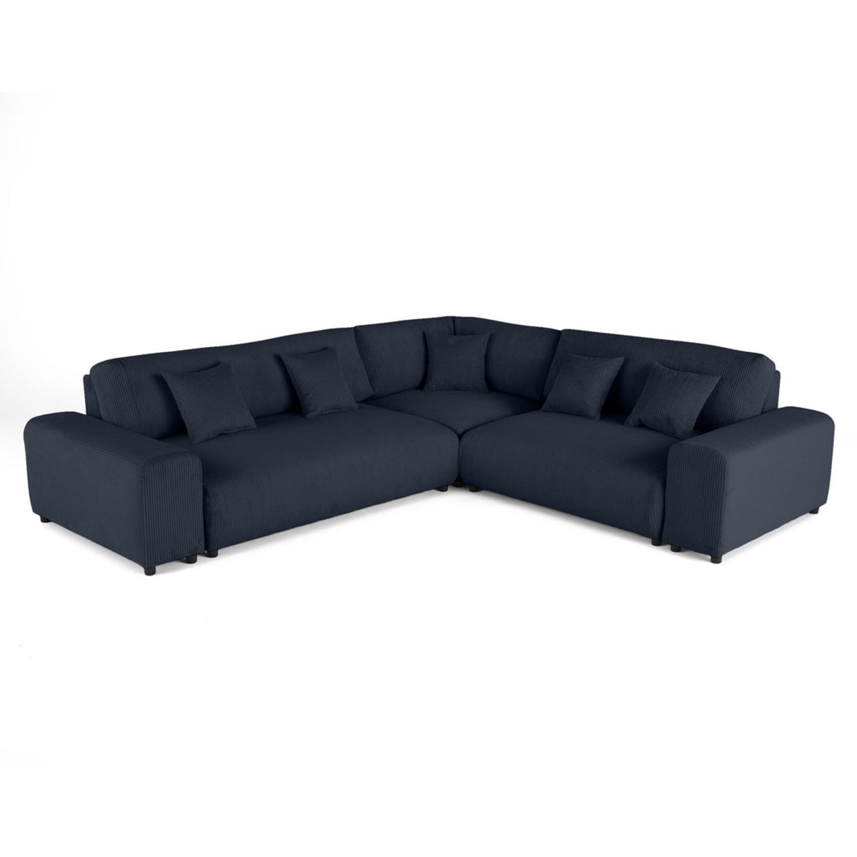 Canapé d'Angle Droit Modulable en Velours Côtelé Bleu Nuit bleu nuit - vue 6