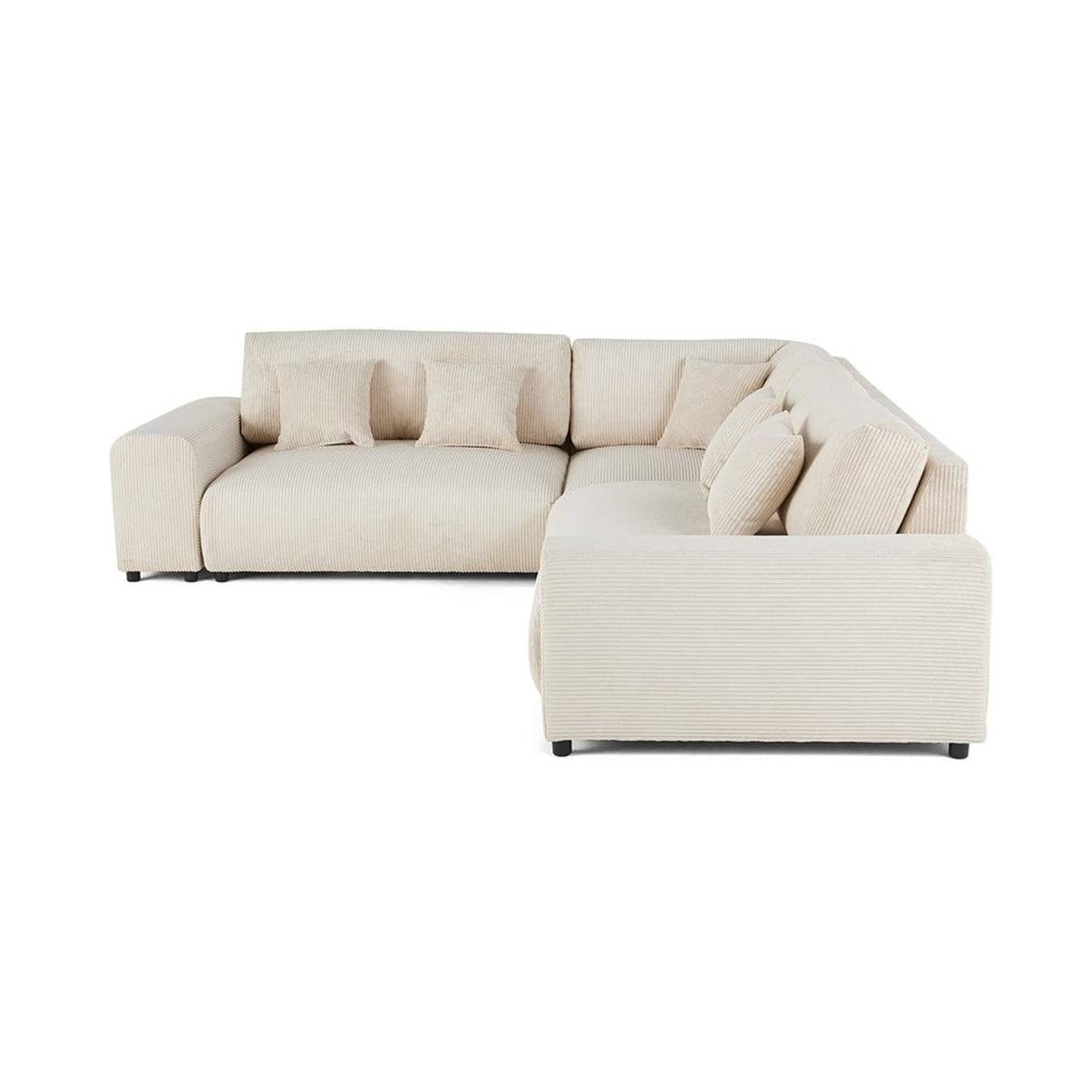 Canapé Modulable 5 Places en Velours Côtelé Beige beige - vue 6